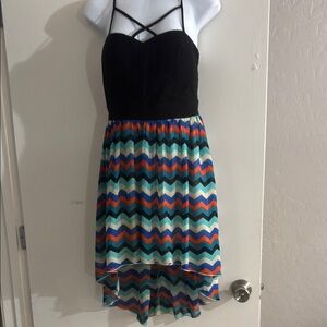 Papaya Black and Multicolor One Shoulder Dress